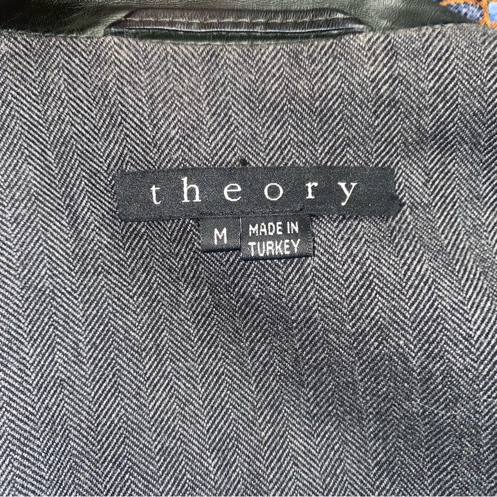 Theory Men's Dark Green Leather Zip Up Jacket, M - Picture 10 of 12